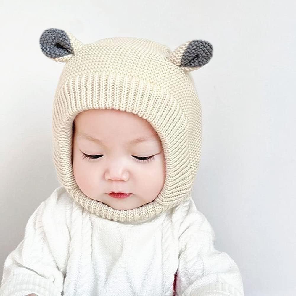 Scarf Woolen Earflap Hood Warm Skull Knit Caps Beanie Cap for Toddlers Baby Girls and Boys - Image 7