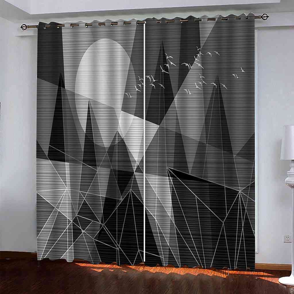 Rideau occultant salon et chambre d'enfants rideaux de fenêtre paysage gris