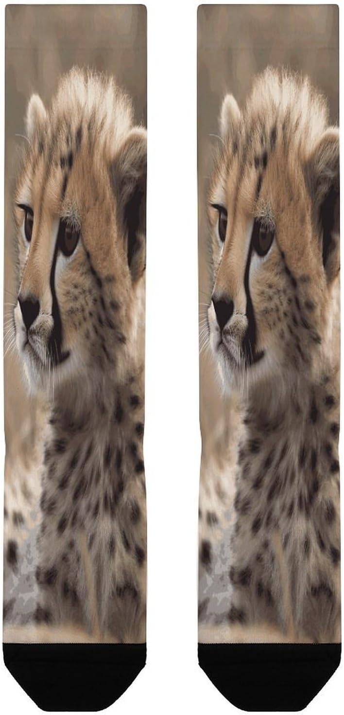 Cheetah Crew Socks Calf Socks Athletic Crew Sock