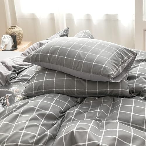Nsnlgsgc Twin Duvet Cover Set Grid Gray Kids thumb #4