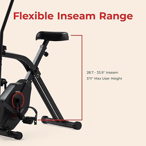 Vista 19 de Sunny Health & Fitness Smart Folding X-Bike, Portable Compact Exercise Bike for Indoor Cycling Workout, Home Cardio Training Machine, Free SunnyFit