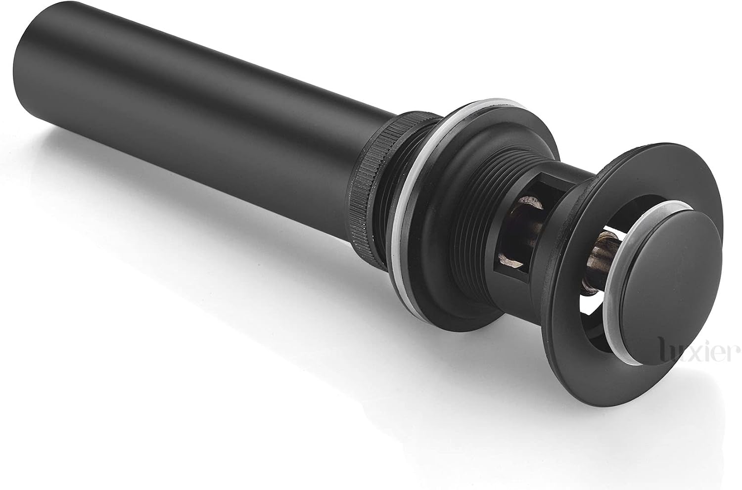 Luxier Brass Bathroom Sink Pop-Up Drain Stopper for Vessel and Vanity Sinks with Overflow in Matte Black, DS04-TM
