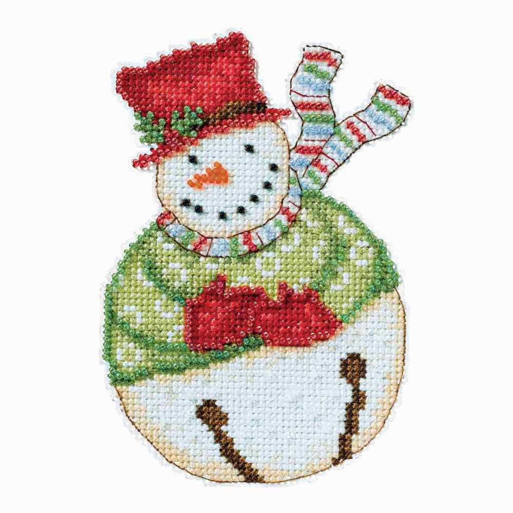 Mill Hill Snowbells Christmas Ornament by Debbie Mumm Counted Cross Stitch Kit w/ Glass Beads Jangle DM204102