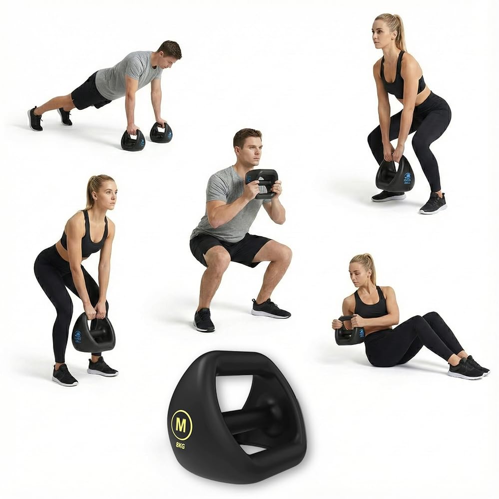 Image of Kakss 4BELL Multipurpose Gym Equipment 4-in-1 Dumbbell, Kettlebell, Push-Up Bar & Med Ball, Compact Home Workout Tool for Men & Women,(ONE PIECE) (8kg - 4Bell)