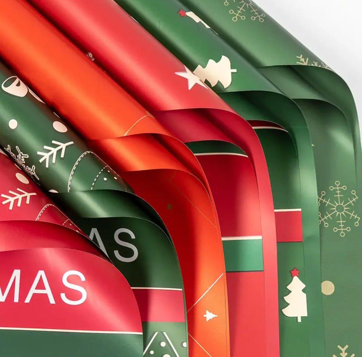 VRB Dec 10 Pcs Plastic Gift Wrapping Paper Sheet For Boxes/Gift Papers Sheets/Gift Wrapper/Gift Packing Material Wrapping Paper for Gift Packing Birthday,Anniversary,Diwali,Christmas. (christmas gift wrapping paper Desugn 10 Sheets With Gift Cards)