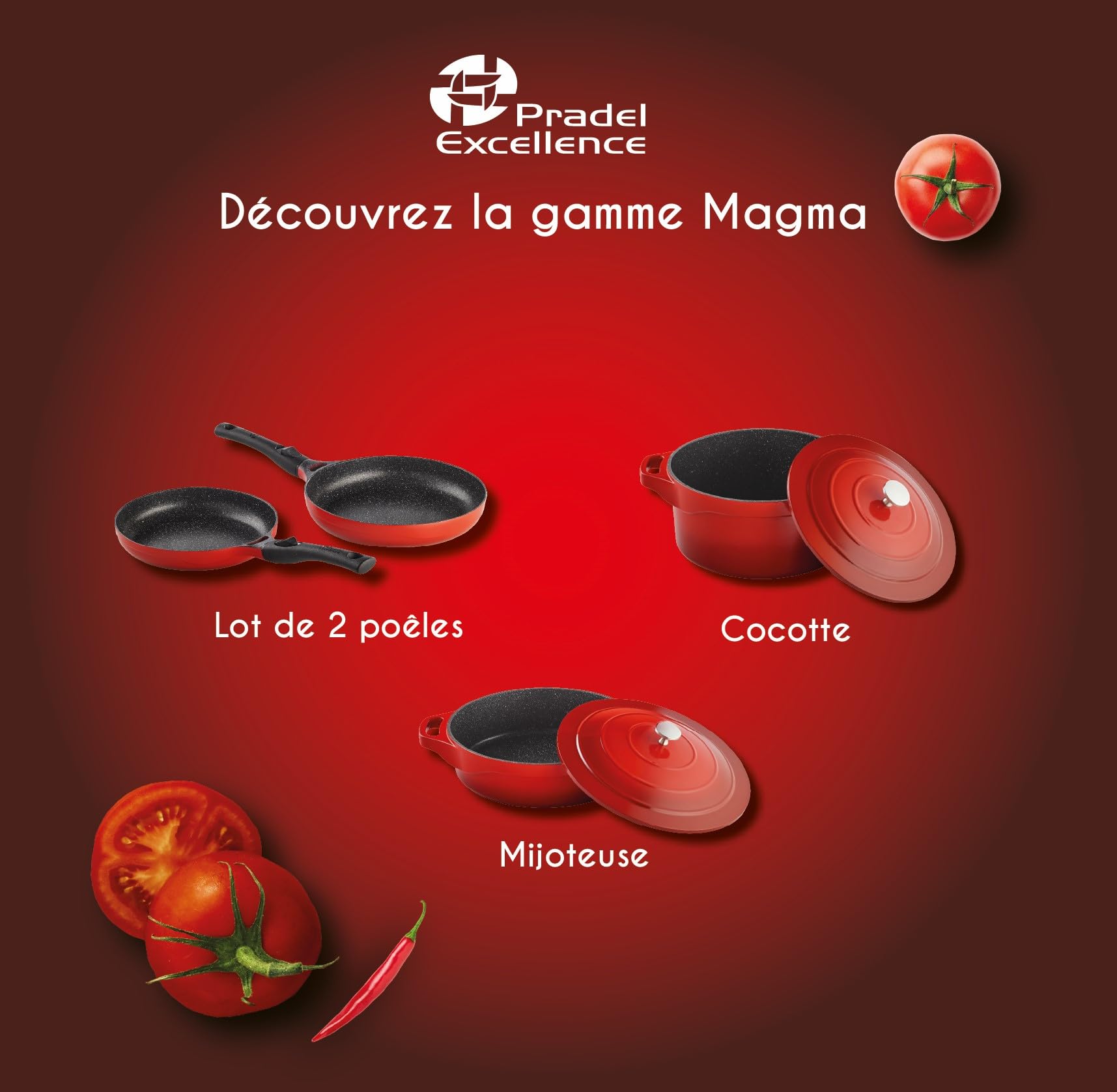 Pradel Excellence - PCUI003005 - Mijoteuse Ø28 cm avec Couvercle - Gamme Magma - Fonte d'Aluminium - Revêtement Antiadhésif façon Pierre - Maniques incluses - Tous Feux, Four, Lave-Vaisselle