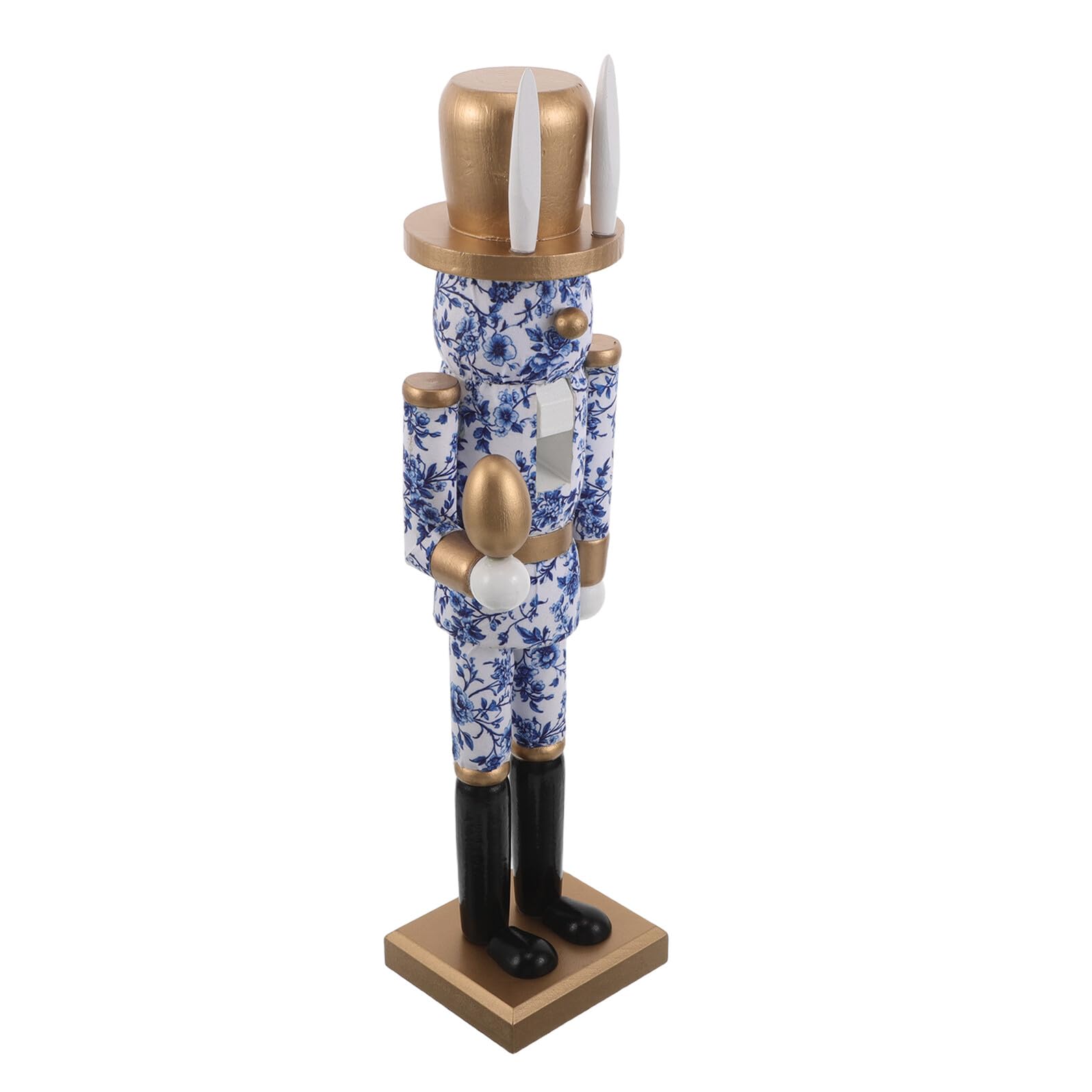 Casse-Noisette Lapin de Pâques en Bois figurine bleue blanche de table