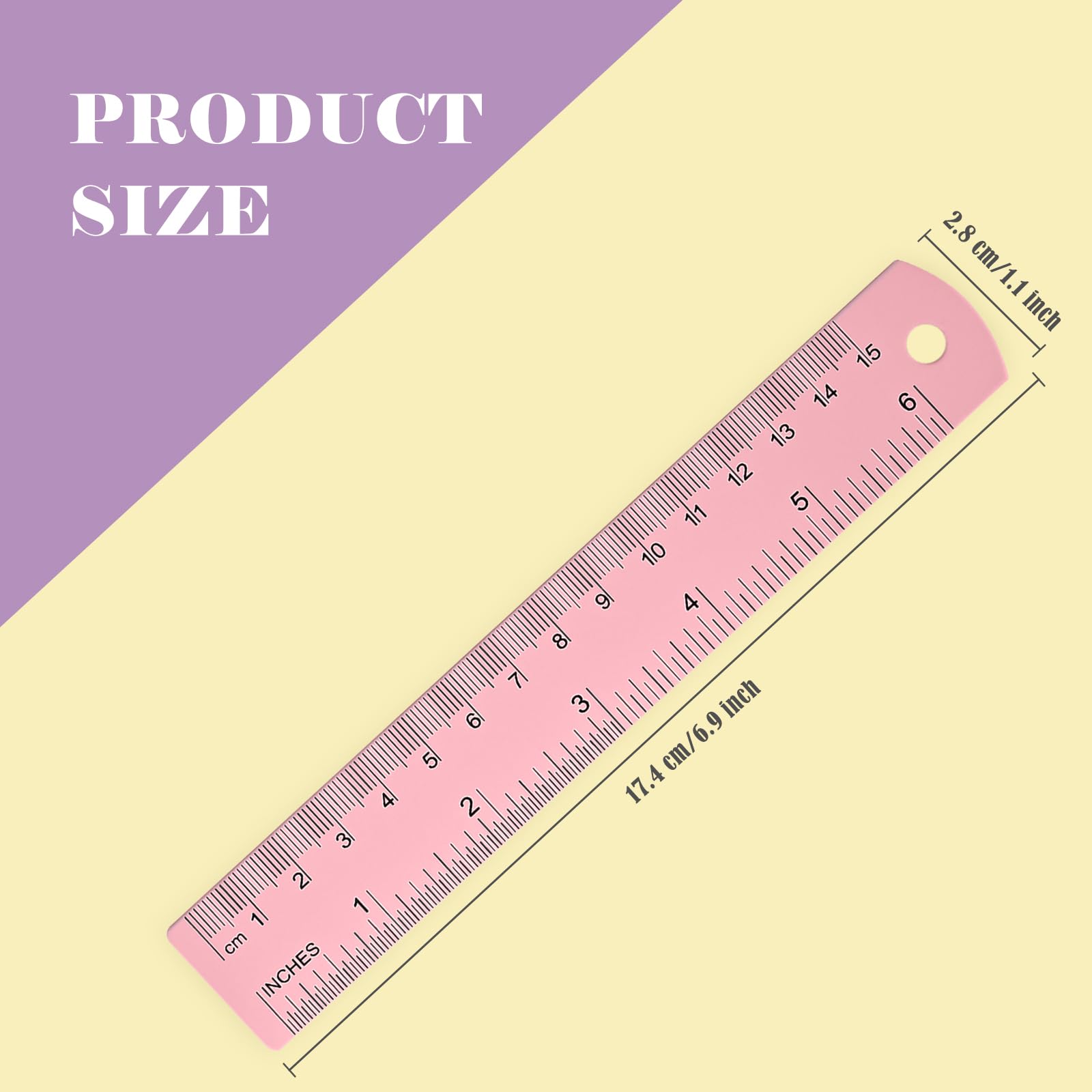 BAYTORY 7 Pcs Aluminum Rulers, Bulk Multicolor Ruler, Small 15cm & 6inch Metal Ruler for Students and Teachers (6inch & 15cm) - Image 2