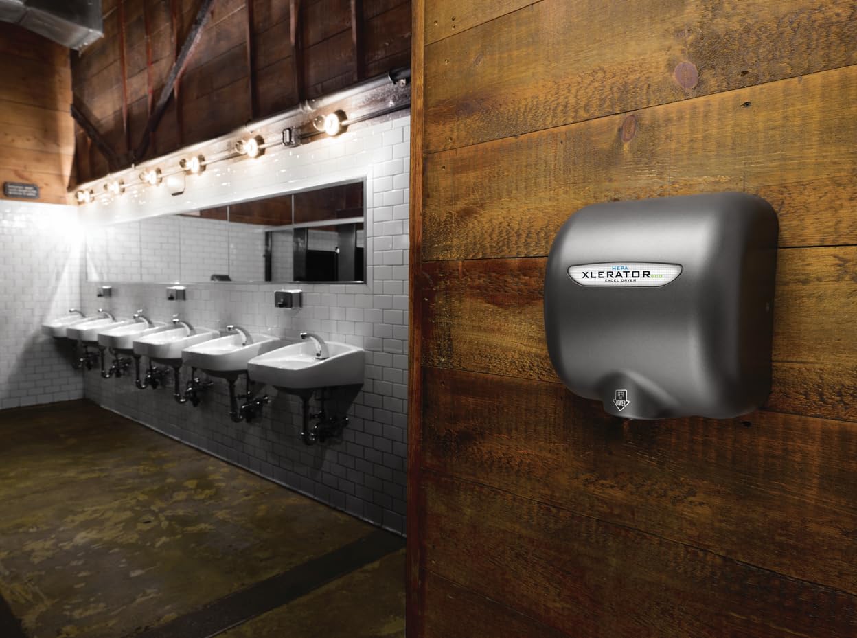XLERATORECO Hand Dryer with Electrostatic HEPA (eHEPA) Filtration, High-Speed, Energy-Efficient, 110 Volts, XL-GR-ECO-H-110V
