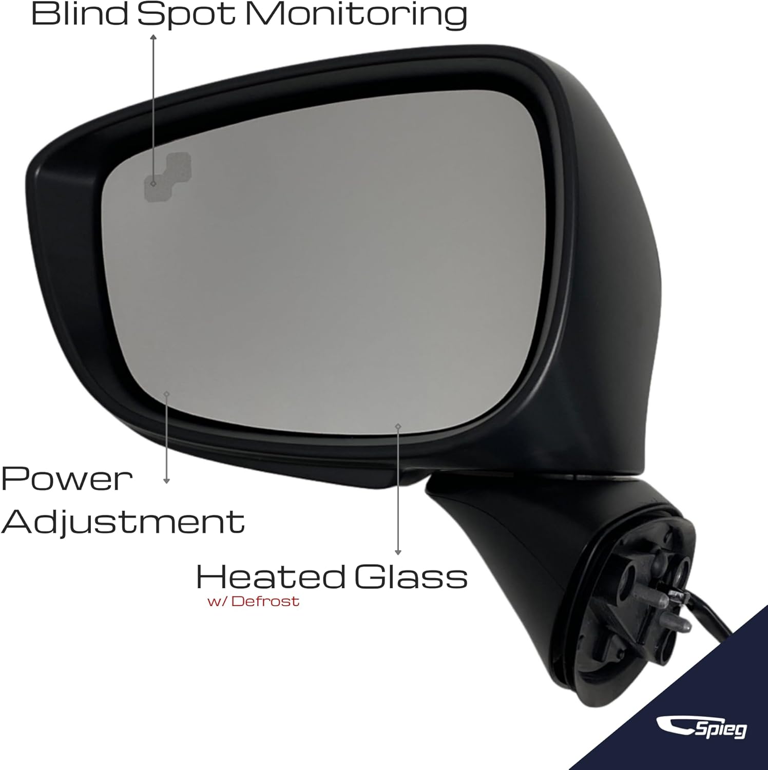 Spieg Driver Side Mirror for 2015-2016 MAZDA CX-5 Blind Spot Monitoring BSM Power Adjustment Heated Turn Signal Light Black 7 Pins Left MA1320215