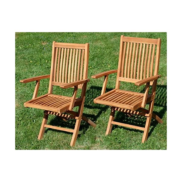 Patioco Teakholz Klappsessel mit Armlehne (2er-Set)