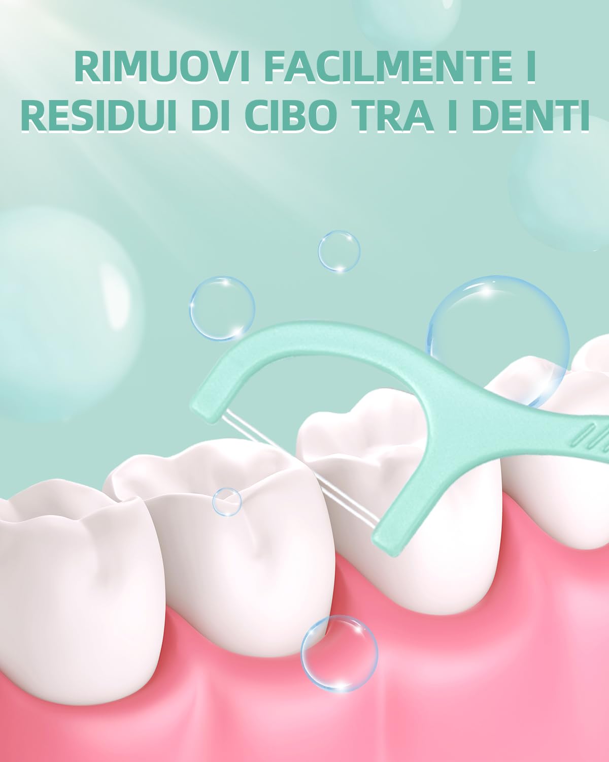 300 Filo Interdentale a Doppia Linea alla Menta per la Cura dei Denti - Archetti filo interdentale per Rimuovere la Placca e i Residui di Cibo