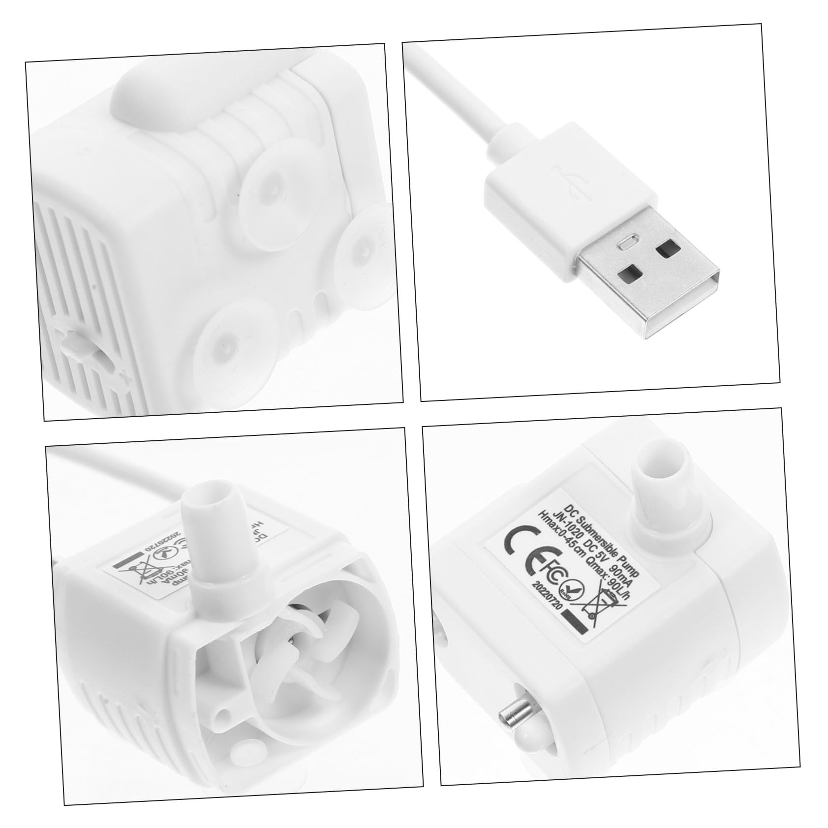 Bomba de Agua Sumergible para Fuente de Gatos Luz 5v1a | Repuesto para Bebedero de Mascotas, Abs Blanco, Incluye Cable Usb, Uso en Hogares y Tiendas de Mascotas