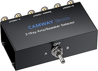 CAMWAY 2-Way Amplifier Speaker Selector Switch Box,Connect 2 Amps to 1 Speaker Pair or 1 Amp to 2 Speaker Pairs, A/B/Off No Need Power,Amp Speaker Switcher for Home Party Garage Music Studio Audio