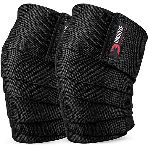 DMoose Knee Wraps for Squats (Professional Grade) I 78" Length Heavy Duty Knee Sleeves Pair I Avoid Knee Injury I Provides Joint Stability I Cross Training & WODs I Compression & Elastic Support