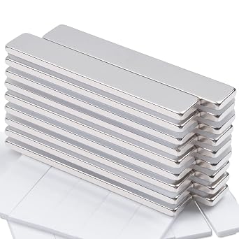 MAGXCENE 18 Pack Powerful Neodymium Bar Magnets, Permanent Strong Rare Earth Magnet Bar with Double Sided Adhesive, Heavy Duty Bar Magnets for Kitchen, Fridge, Garage, Office, 60x10x3 mm