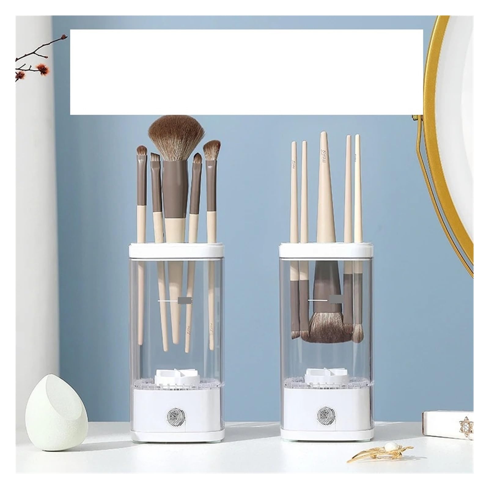 Convient pour nettoyeur automatique de pinceaux de maquillage avec boîte de rangement – pour éponges, houppettes et outils de beauté – Cadeau idéal pour les femmes et les maquilleurs