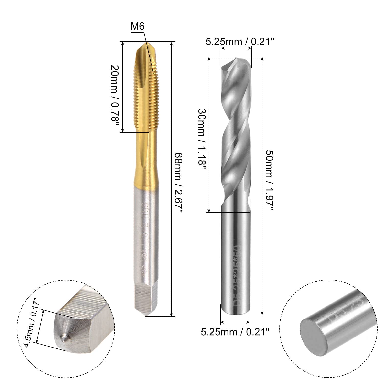 QUARKZMAN M2 X 0.4 Spiralförmige Spitze Gewindebohrer Und 1.6mm Spiralbohrer Set X 2Stk HSS Für Gewindebohrer Und Teilefertigung
