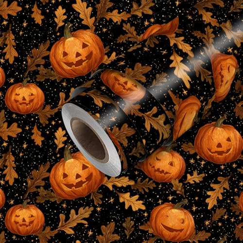 HOMETITUTE Fall Pumpkin Peel and Stick Wallpaper 118.1x17.7 Inch Vinyl