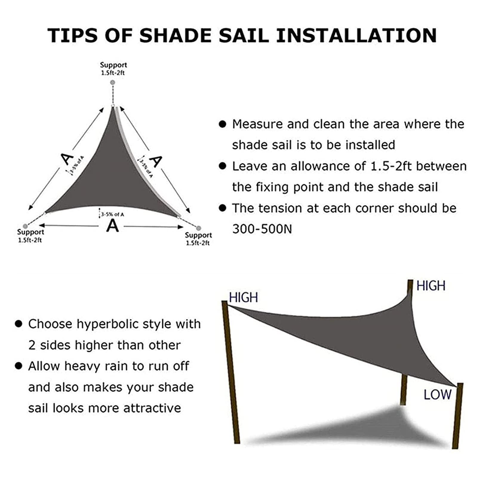 Triangolo Garden e Sail 4 x 4 m impermeabile UV Block Canopy con kit di fissaggio ispessito Sun Protect ning per patio esterno Lns e Dec