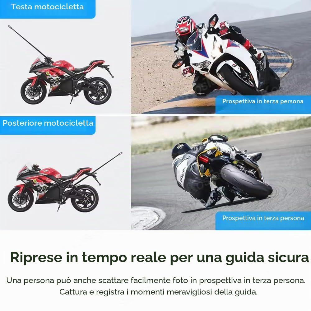 Adattatore Action Camera,Supporto per fotocamera da moto,Kit di Supporto Fotocamera da Moto,Con bastone selfie regolabile da 193 cm,ruotabile a 360°,in alluminio, peso massimo 2 kg,per Insta360 X R2