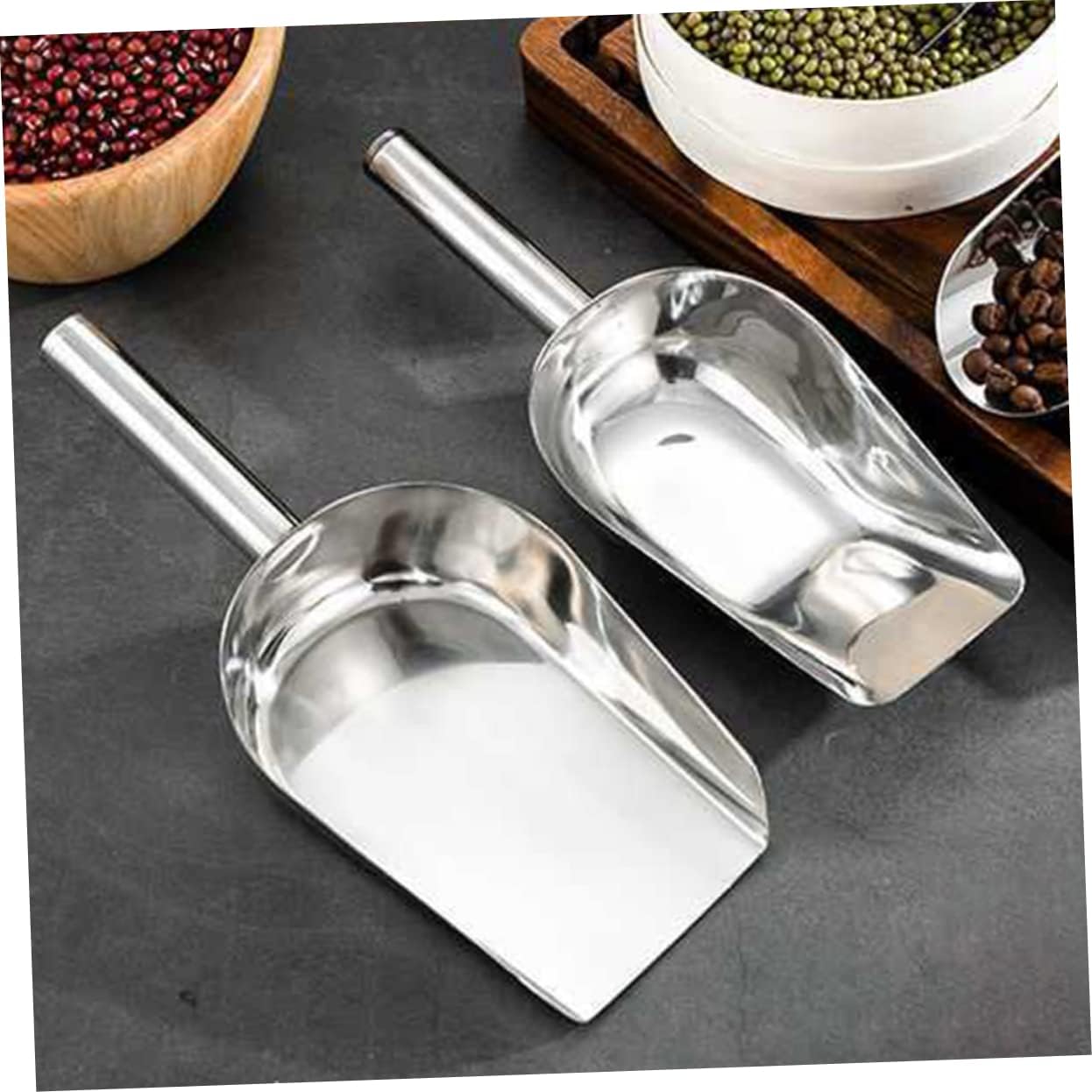 1pc Stainless Steel Ice Scoop Versatile Grain Shovel for Flour Nuts and Practical Kitchen Tool for Home and Supermarkets Easy to Use and Clean