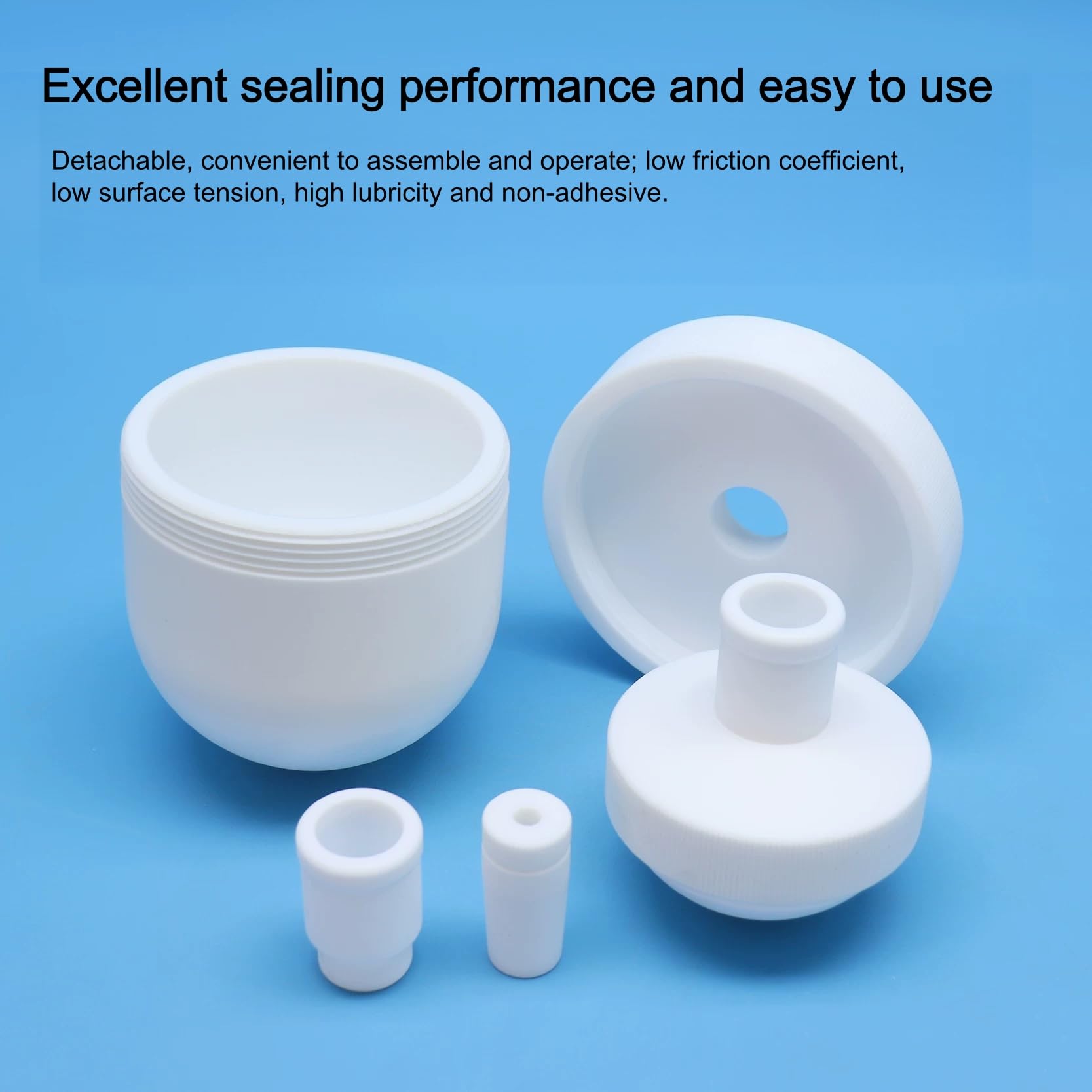 Recipiente de reacción de PTFE, matraz de fondo redondo de un solo cuello 24# Joint Lab | PTFE de alta pureza, resistente al ácido y al ácido, junta roscada, dispositivo desmontable.(Single-Neck 50ml)