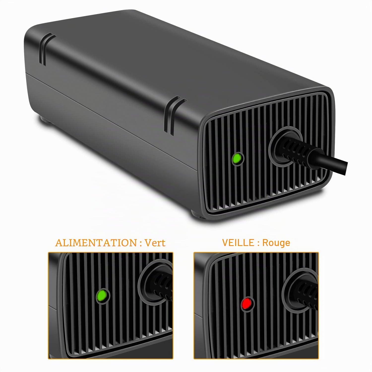 Labtec - Chargeur d'alimentation Labtec avec cordon d'alimentation pour console Microsoft Xbox 360 Slim, 100-220 V