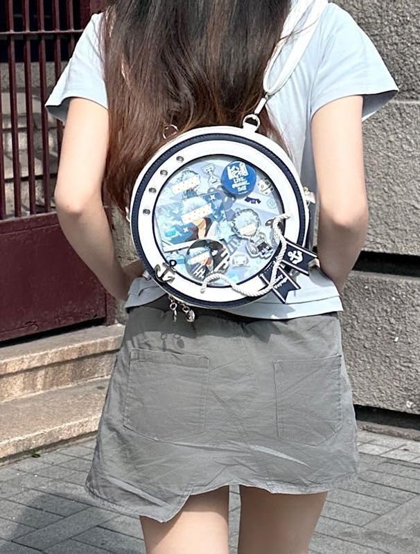 UNMULFC Cute Sailor Pin Bag Ita Bag Crossbody Small Pin Display Bag Y2k Aesthetic Navy costume Boat Ship Captain costume (black)