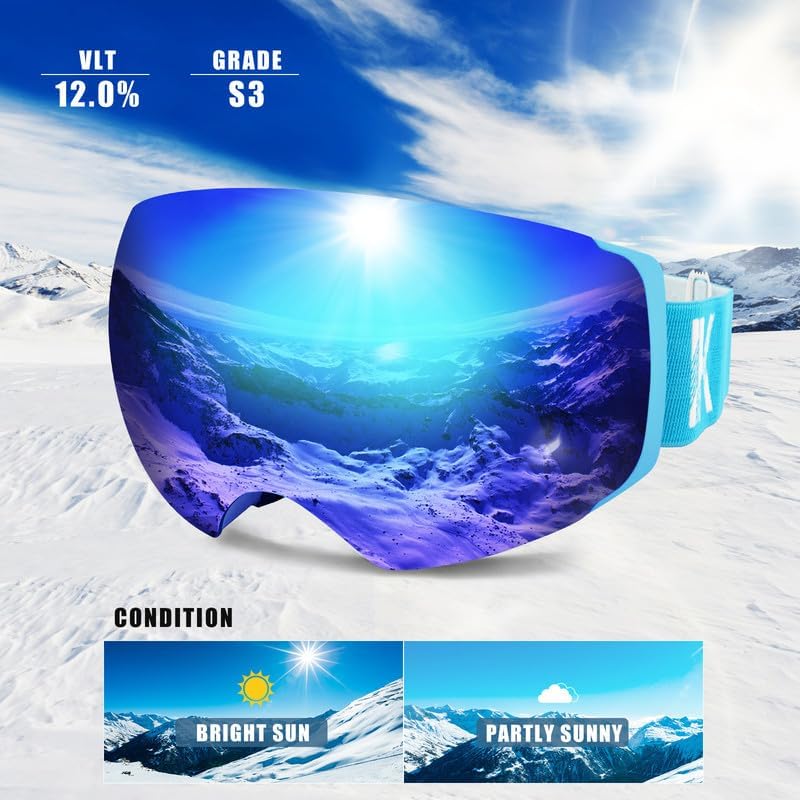 Miniatura 2 de Gafas de esquí, gafas de nieve para adultos, hombres, mujeres y jóvenes, lentes intercambiables de snowboard (sin marco)