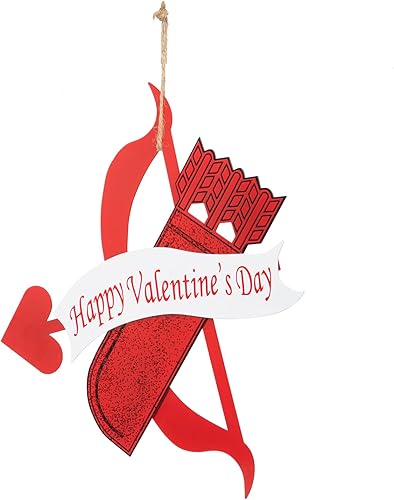 Decoración de letrero de feliz día de San Valentín decoración romántica de flecha de Cupido decoración única de metal con corazón rojo regalo de San