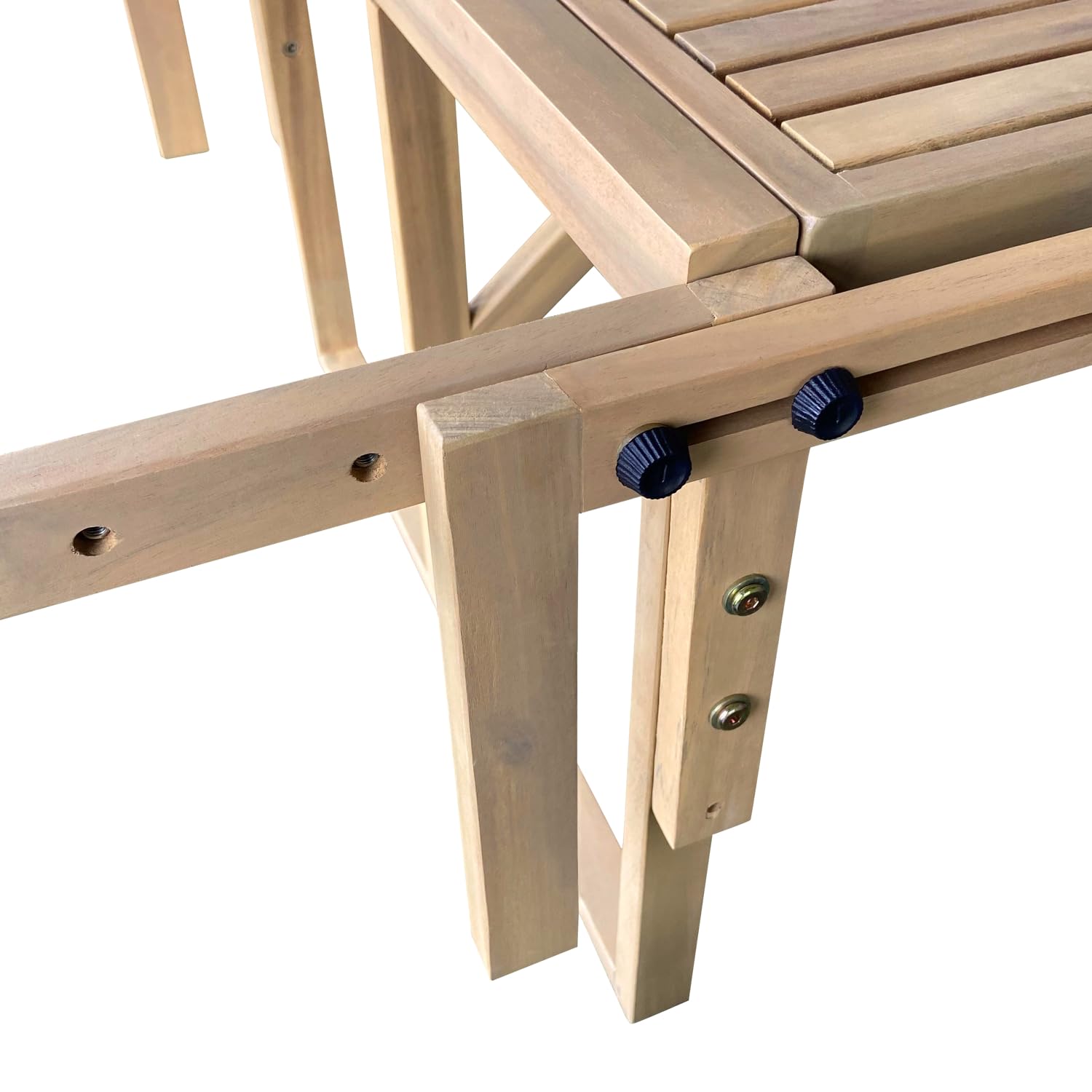 Happy Garden Mesa de balcón Plegable de Acacia SUMBA Diseño Rectangular, Capacidad para 2 Personas, Regulable en Altura, Resistente a los Rayos UV para un Uso Duradero