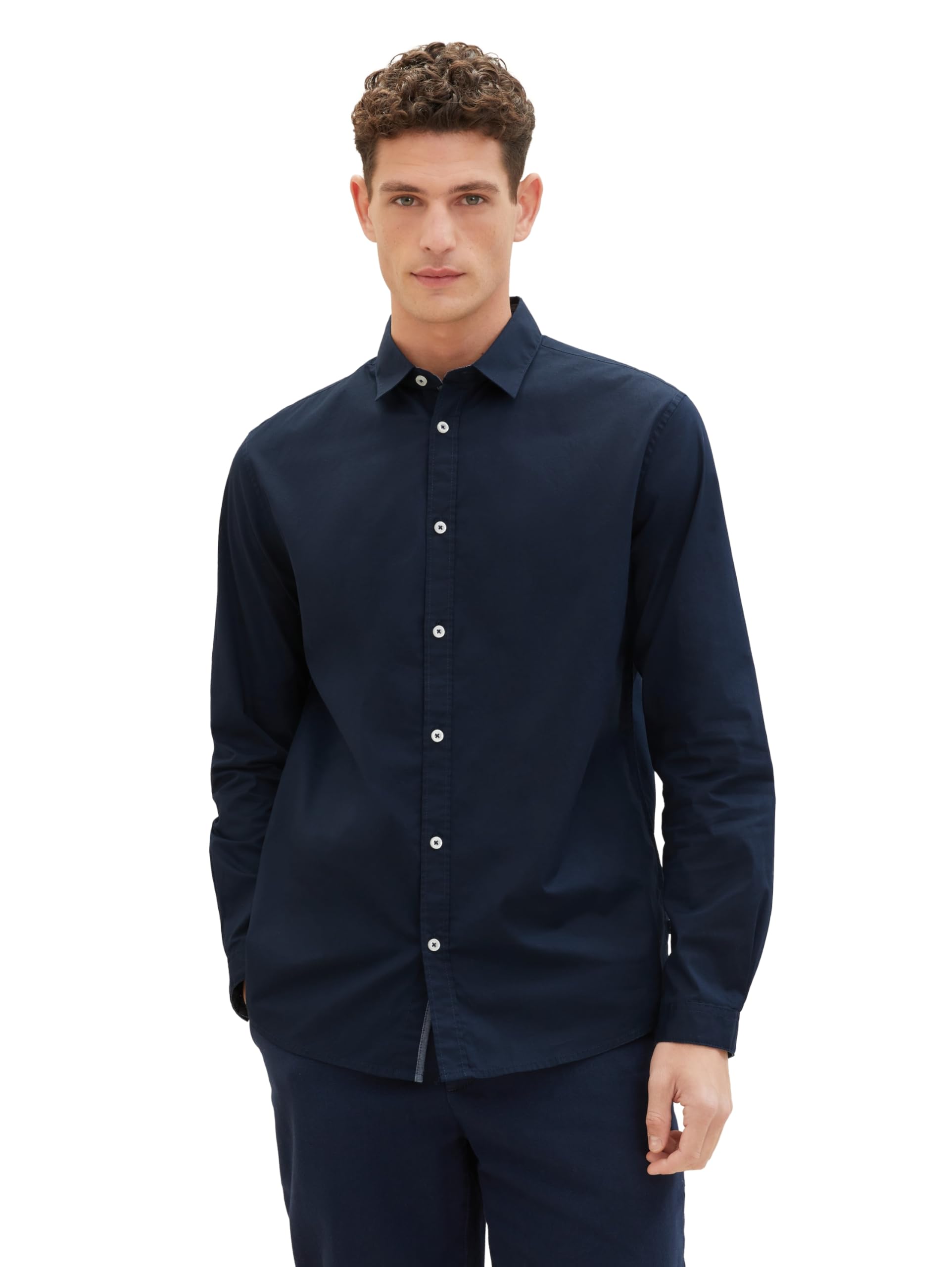 TOM TAILOR Herren Regular Fit Business Hemd mit Stretch, 11075 - Navy, XL – Ansicht 2