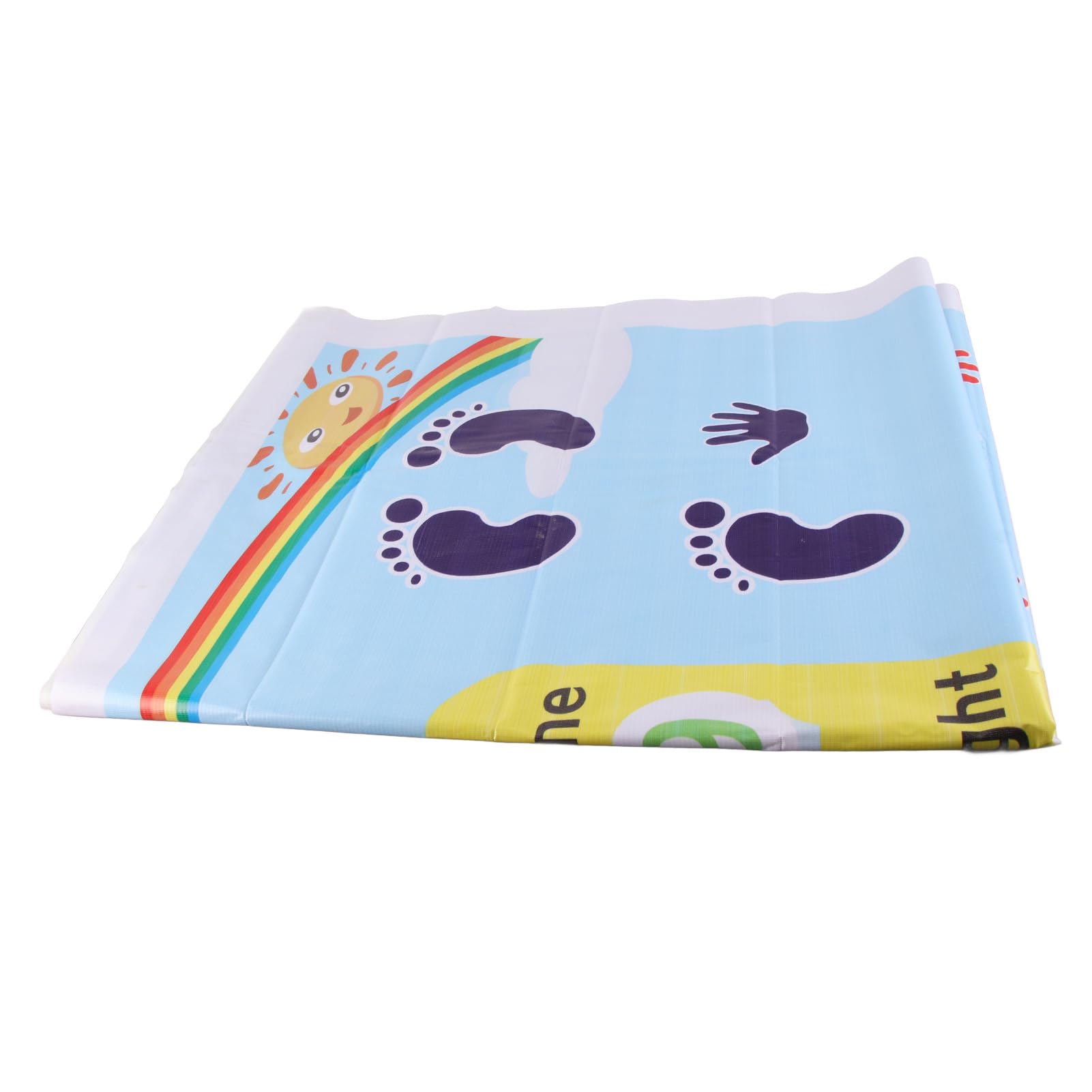RiToEasysports Crawling Mat, Ink Jet Cloth Play Mat with Hand and Foot Patterns, Surface, Bright Color Print, Kids Crawl Game Carpet for Home Children Indoor Play (2 Person 2.8x1.2m / 9.19x3.94ft)