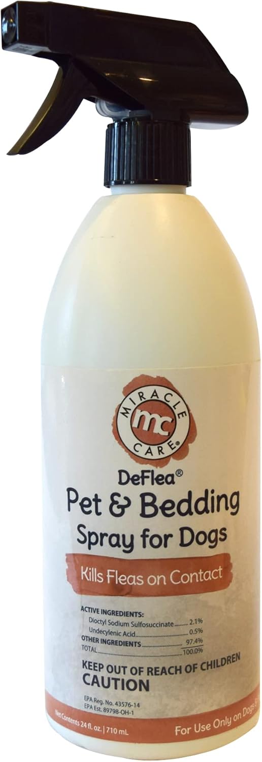 De Flea Pet & Bedding Spray for Dogs. 24oz (Not for use on Cats) Pet Flea And