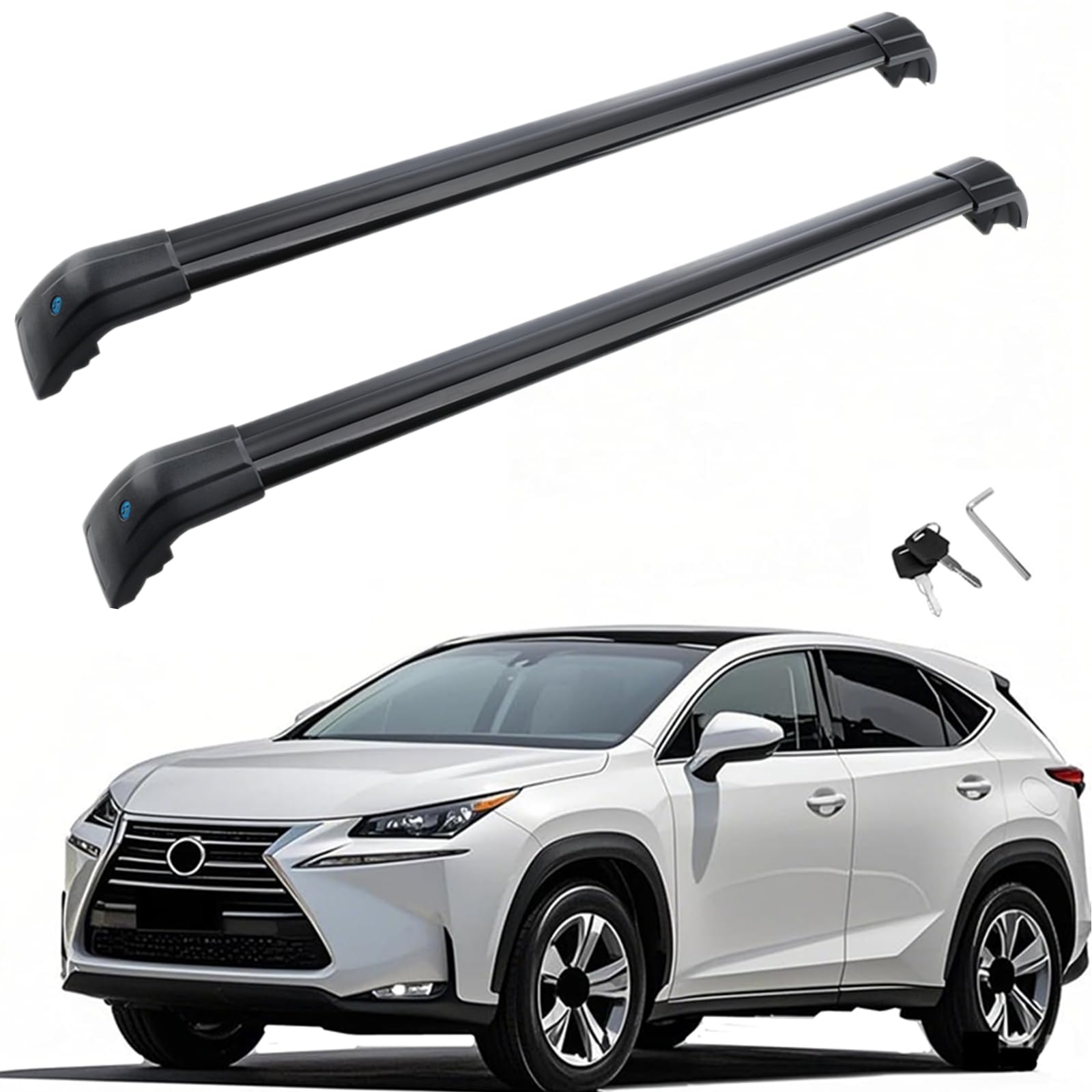 MotorFansClub Roof Racks Cross Bars Fit for Lexus NX NX200 NX200t NX300H NX300 2015 2016 2017 Baggage Luggage Racks Rail Lockable (2 PCS)