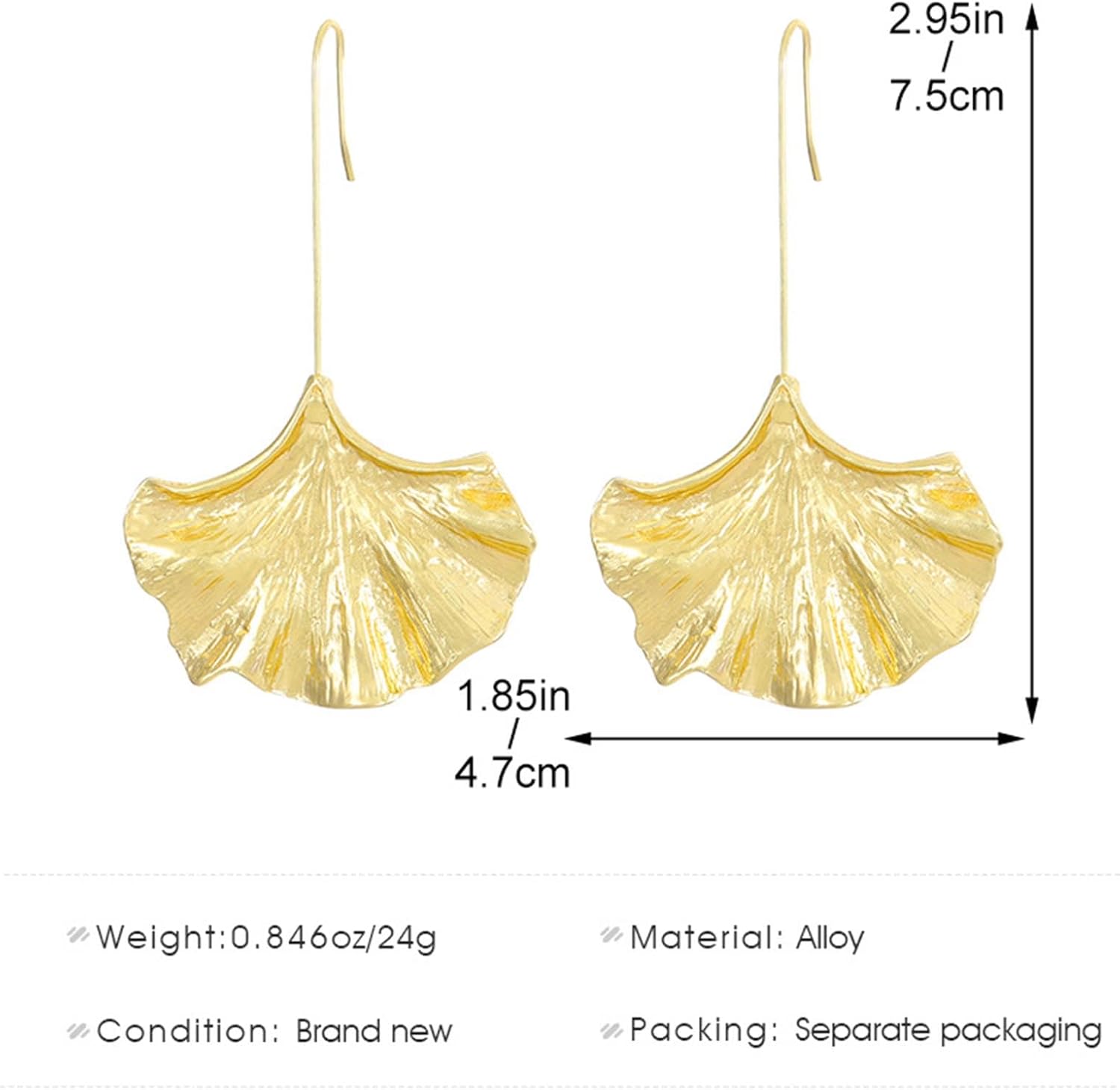 Boho Exaggerate Leaf Dangle Earrings Vintage Ginkgo Leaf Hook Earrings Gold Tree Leaf Earrings Personalized Autumn Leaf Drop Earrings Jewelry for Women - Image 6