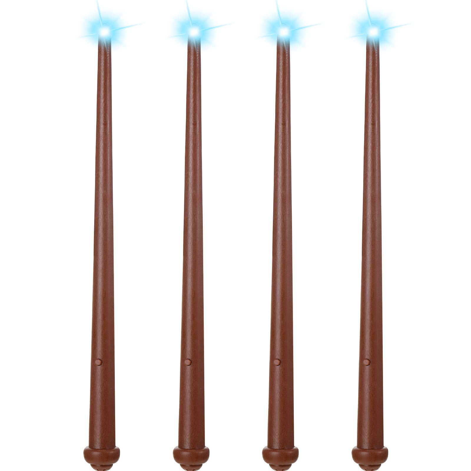 Varita de mago de juguete con luz mágica y sonido, 4 piezas de varita de bruja iluminadora, accesorio de disfraz para Halloween, cosplay, fiesta de cumpleaños (marrón)