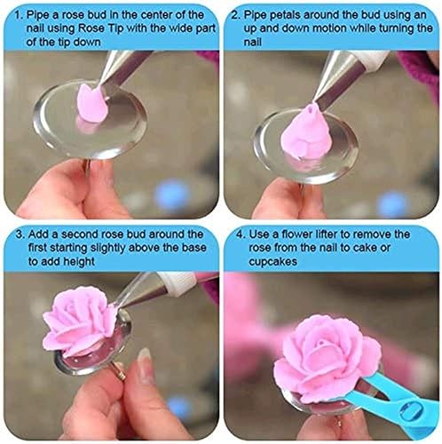 Miniatura 4 de Juego de 42 bolsas de tuberías y 42 piezas de bolsa de tuberías y boquillas para cupcakes y galletas, incluye 2 bolsas de tuberías reutilizables,