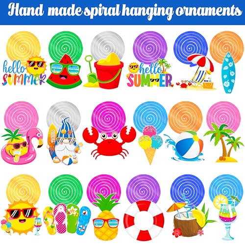 Image of Summer Beach Pool Party Hanging Swirls Hello Summer Party Decoration 20pcs Beach Pool Themed Swirl Ceiling Summer Party Hanging Streamer for Hawaii Beach Pool Party Baby Shower Supplies