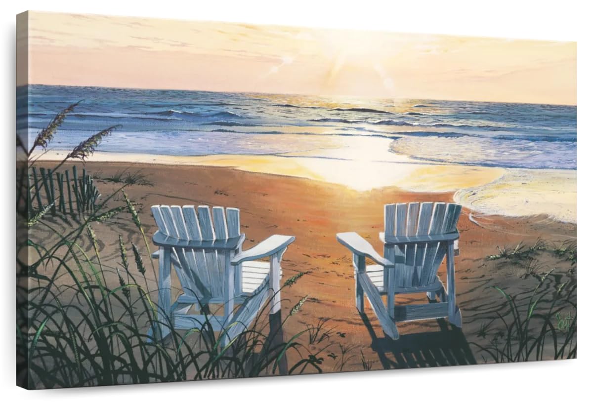 ElephantStock - Days End Duo Wall Art - Horizontal Canvas Wall Art - Living Room Wall Decor - Painting Beach Sunsets And Sunrises Canvas Art - Brown