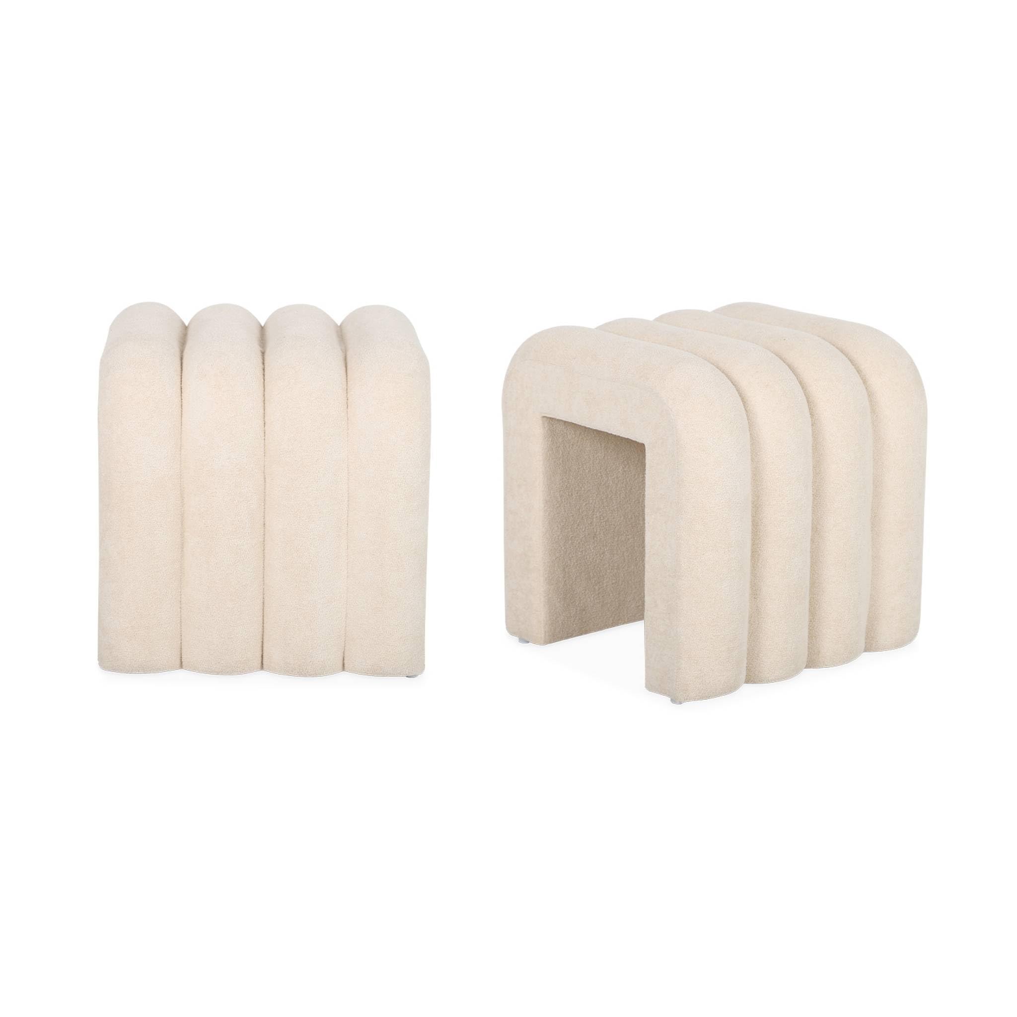 sweeek - Set de 2 poufs contemporains en Tissu Beige