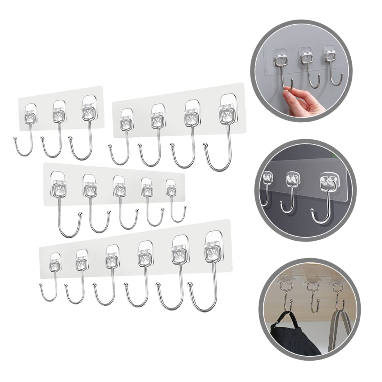VASDEV 4 Ganchos de Pasta Fuerte para Montar en la Pared, Perchas para Ropa, Perchas Resistentes, Gancho de Pared Adhesivo, Gancho para Llaves, Colgador de Pared para Ahorrar Espacio, GAN