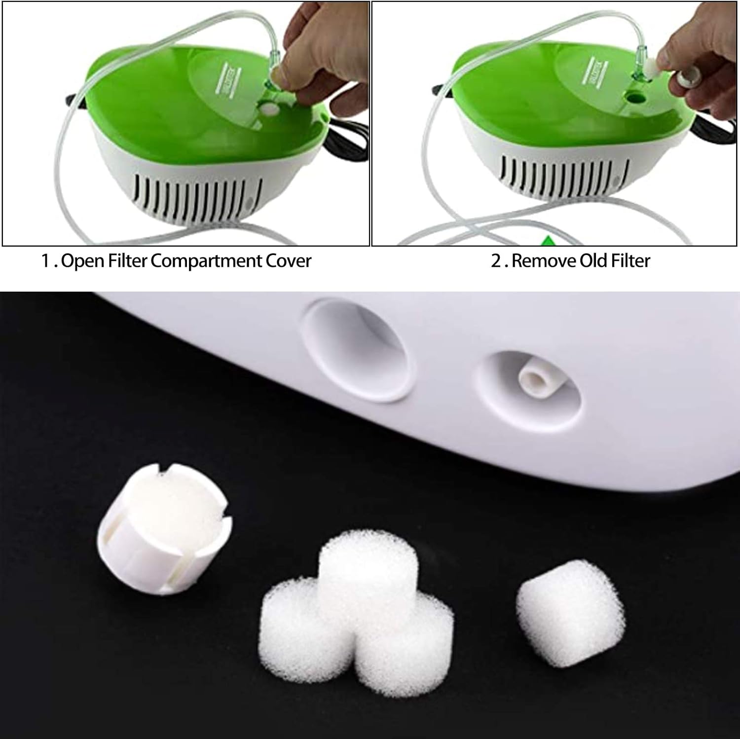 50 Pieces Air Filter Sponge Compressor Replacement System (60 PPI), Compressor System Accessories White Breathable Sponge Column Compatible Cool Mist Inhaler Vaporize Accessories Air Filter