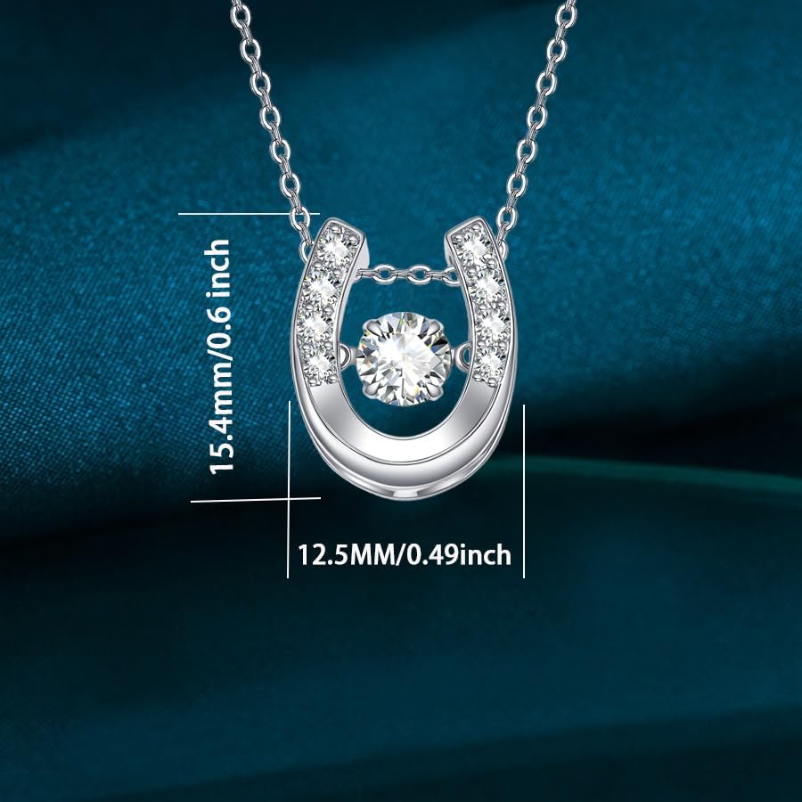 Horseshoe Pendant Necklace Sterling Silver Lab Created Moissanite Diamond Gifts for Her Women Wife Mom - Image 3