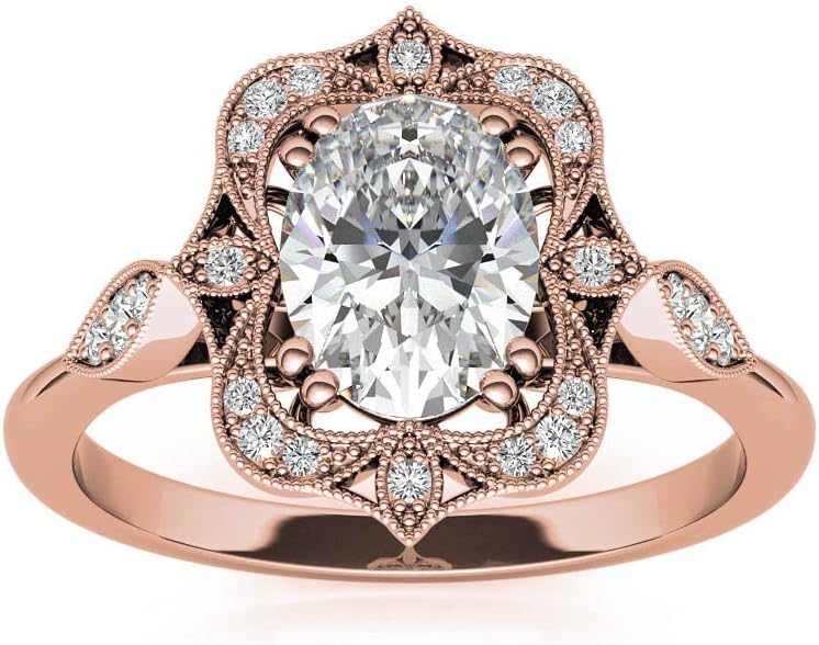 2 CT Oval Cut Moissanite Engagement Rings For Women Wedding Bridal Ring Set Antique Vintage Style Halo 925 Silver 10K 14K 18K Solid Gold Anniversary Promise Gifts