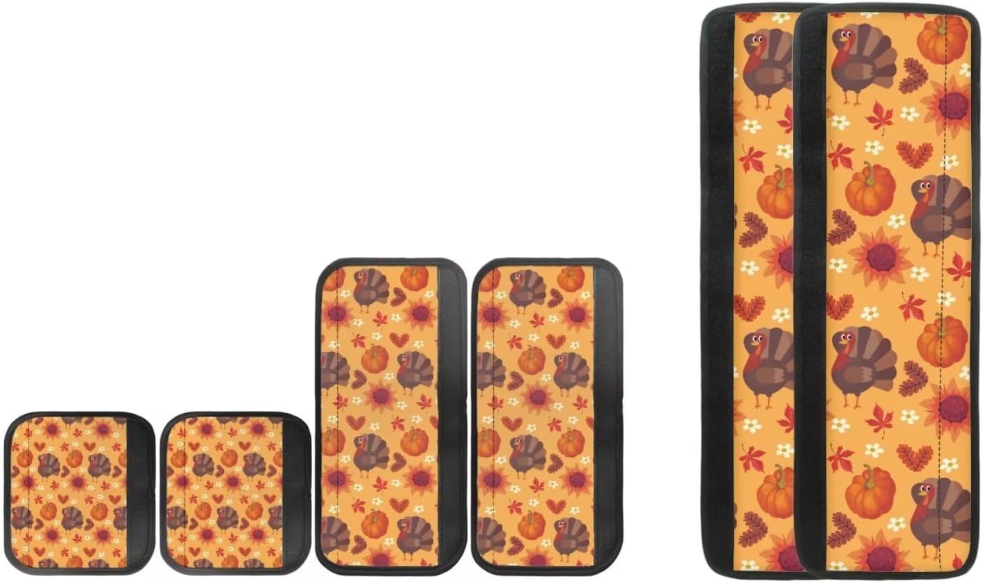Biyejit Fall Pumpkin Turkey Refrigerator Handle Covers Set of 6, Thanksgiving Kitchen Appliance Covers Fridge Microwave Oven Dishwasher Refrigerator Door Handle Covers Protector