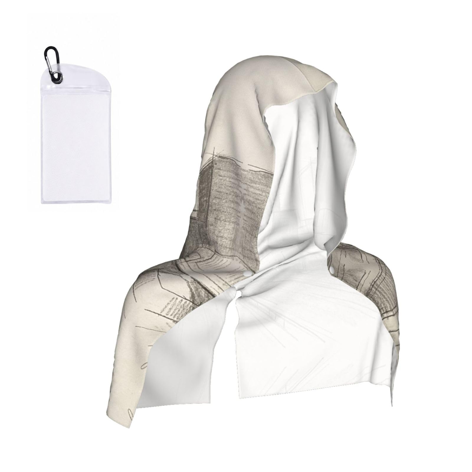 CNTDBU Pencil Sketch Art Cooling Towel Hooded-Instant Chill Neck Cover for Sports, UV Cooling Rag for Running Gym