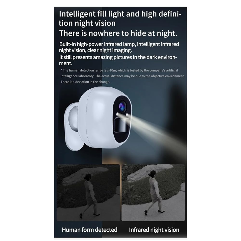 Camera Tuya WiFi Esterno Interno Basso Consumo di Energia Telecamera di Sicurezza PIR Telecamera di Sorveglianza con Batteria Ricaricabile