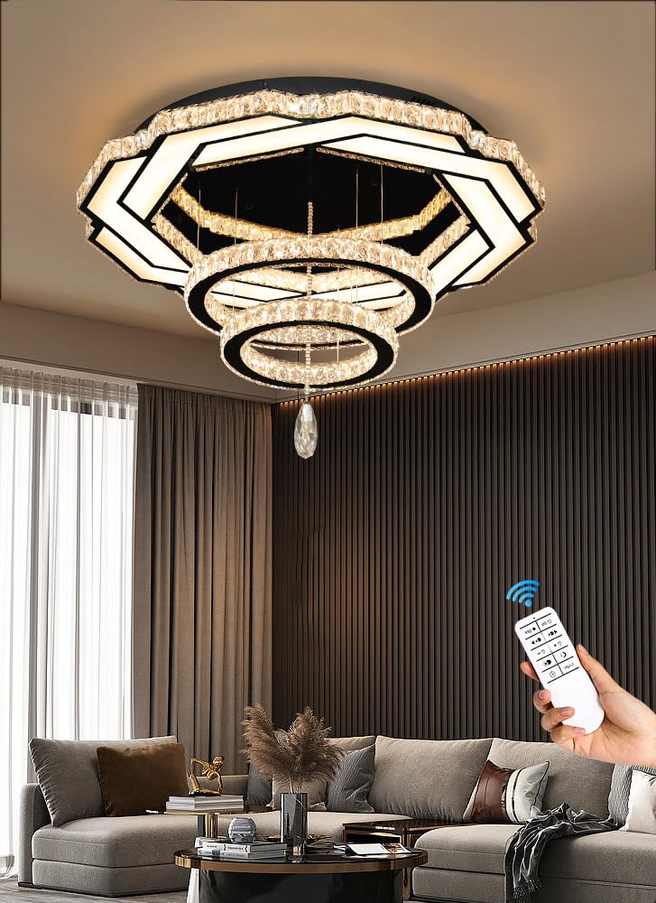 Flashing God Modern LED Crystal Chandelier Large Ceiling Light for ...